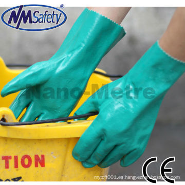 NMSAFETY EN374 Espesor 15mil longitud 33cm flocklined guantes de nitrilo industriales / guantes de trabajo